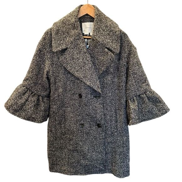 NWT Anthropologie "Femme" Bell Sleeve Wool Blend Peacoat - Women's XS - Picture 1 of 10